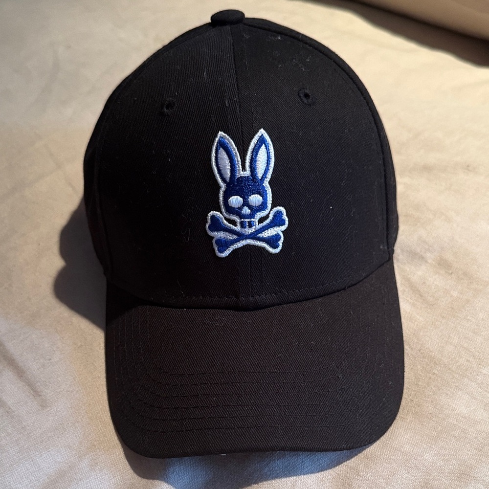 Psycho Bunny Black Cap with Blue Accents